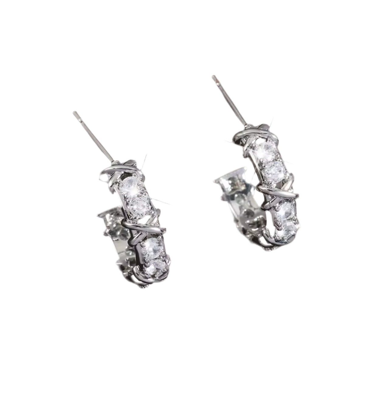 Diamond earrings-Silver