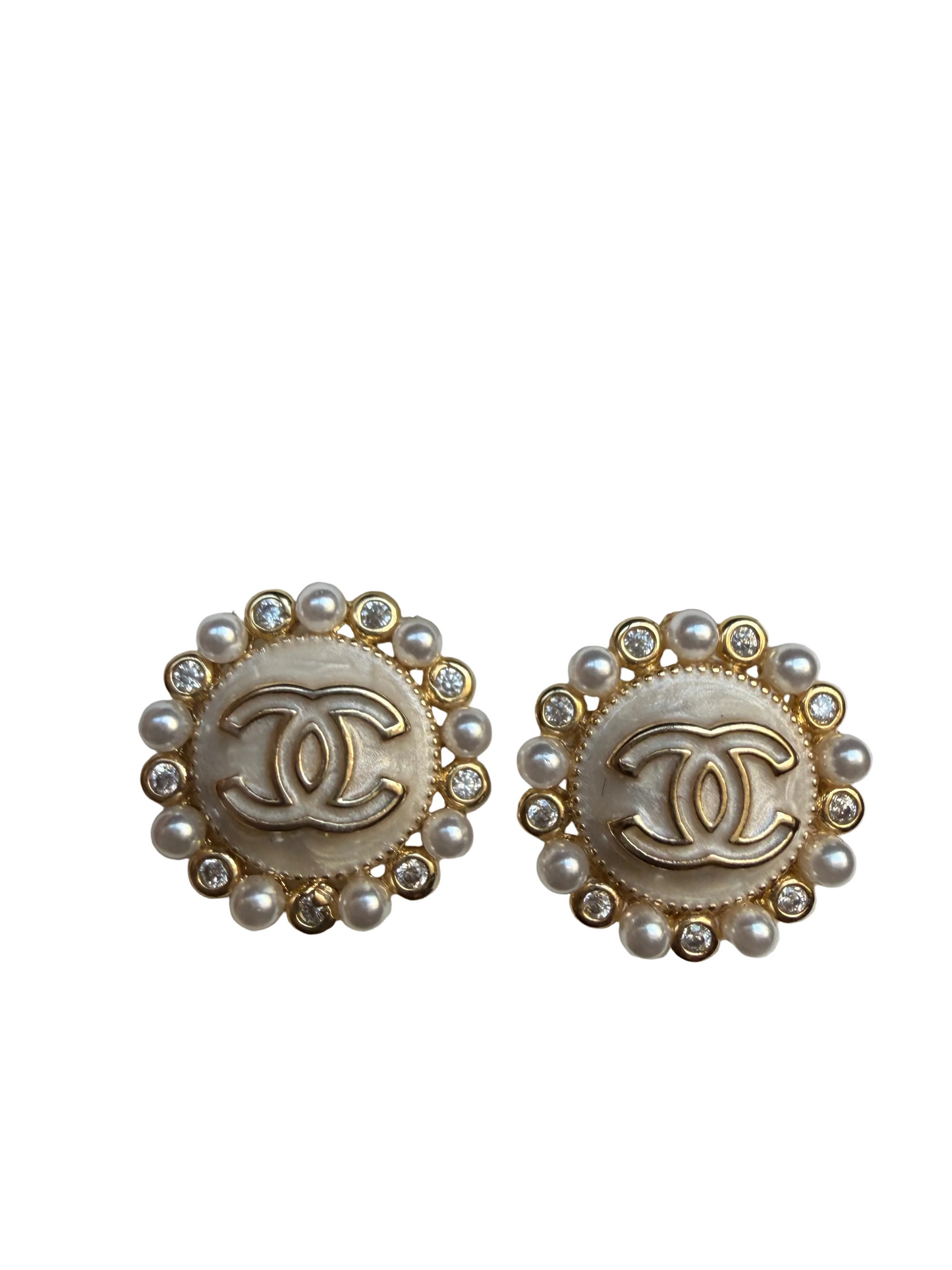 Chanel white earrings