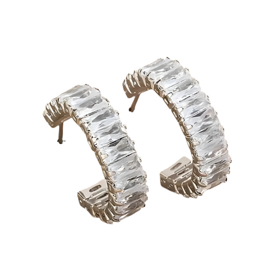 Zircon earrings-Silver