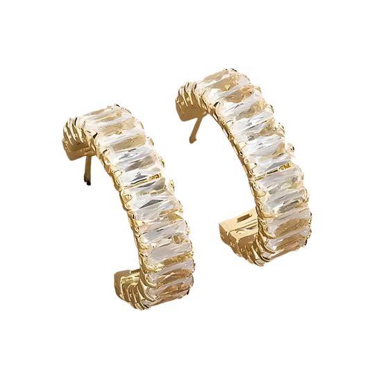 Zircon earrings-Gold
