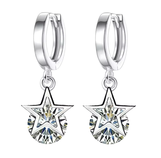 Silver star earrings