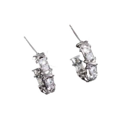 Diamond earrings-Silver