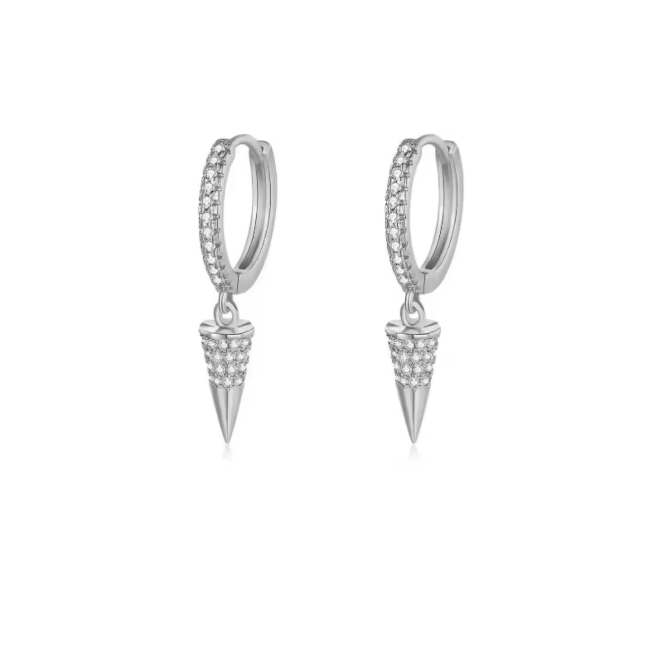 Hoop spike earrings-Silver