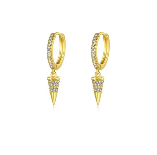 Hoop spike earrings-Gold