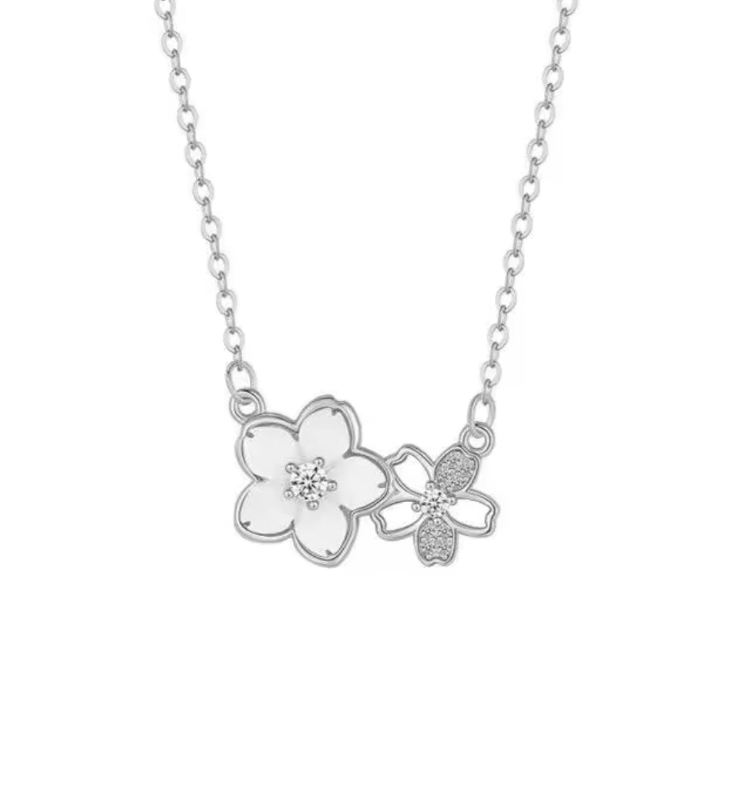 Sakura necklace-Silver