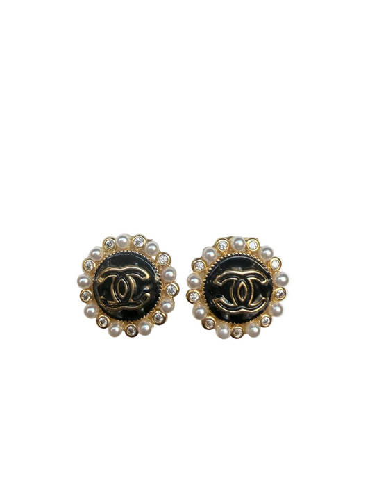 Chanel black earrings