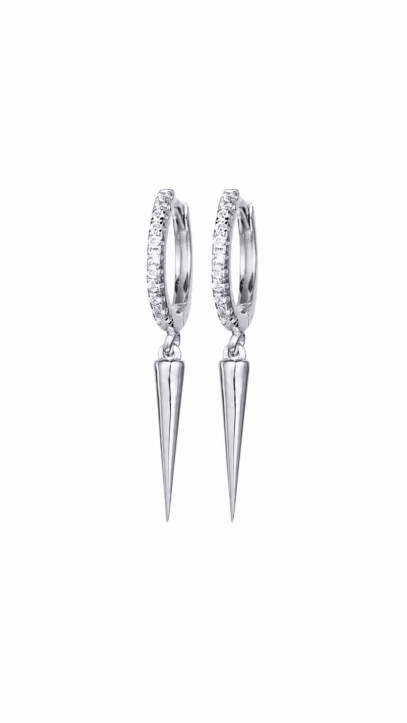 Edge spike earrings-Silver