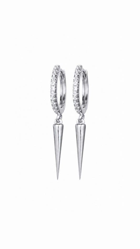 Edge spike earrings-Silver