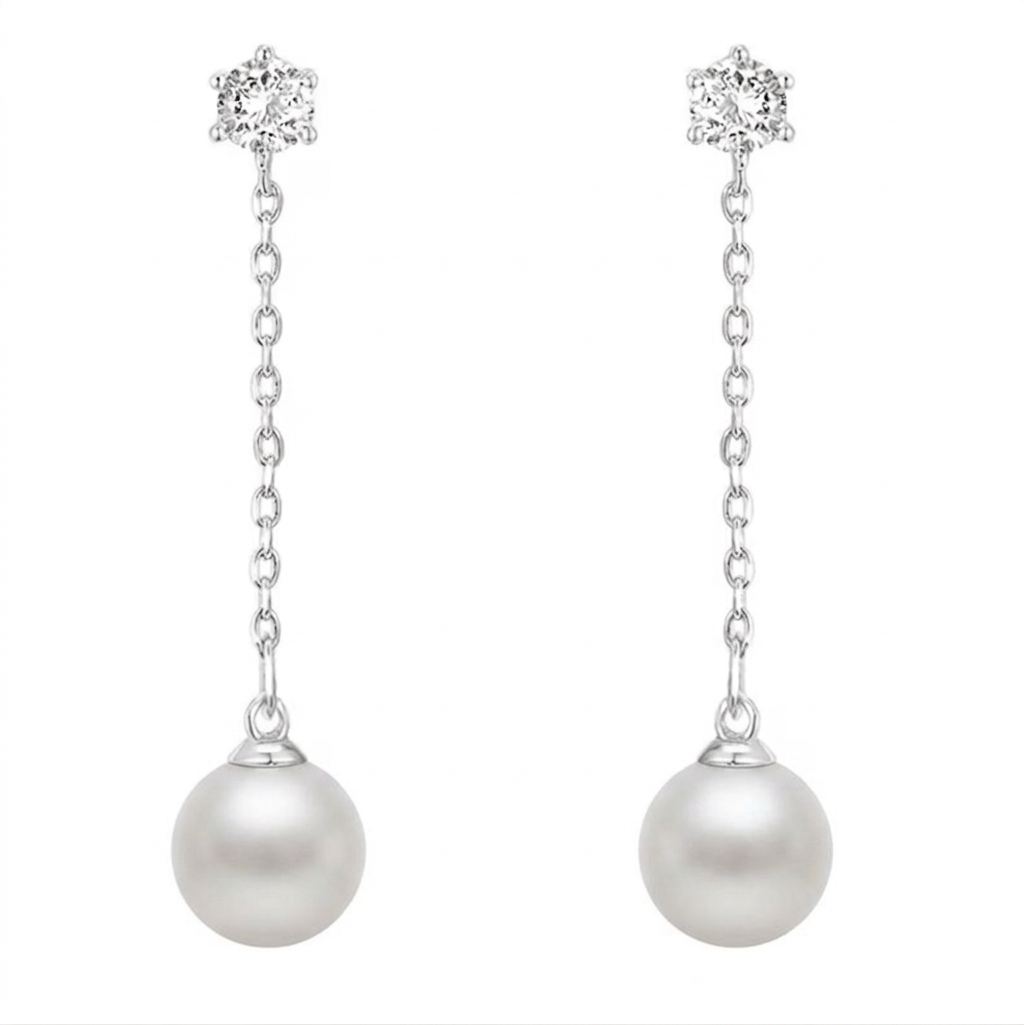 Luna Pearl earrings-Silver